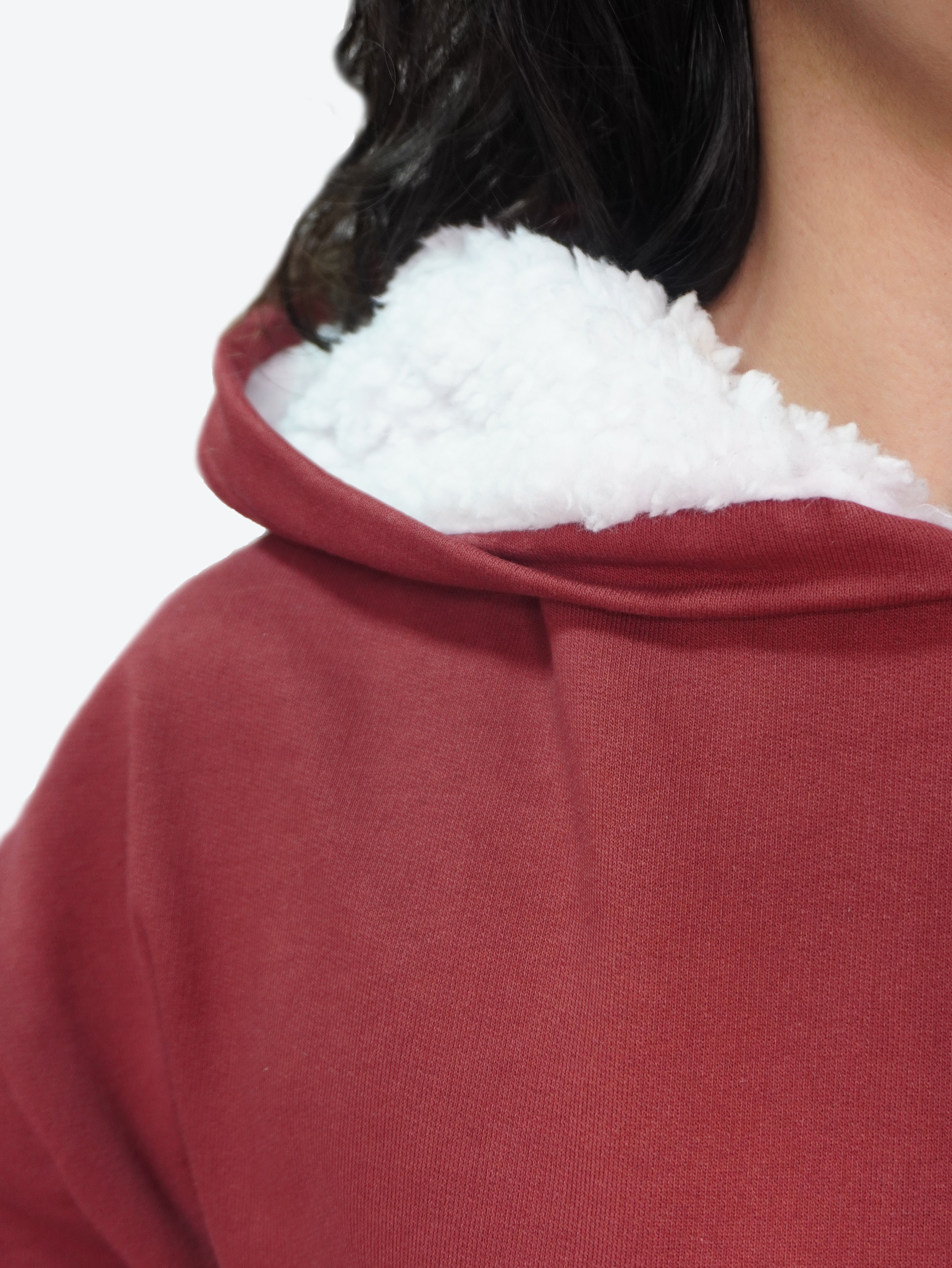 Ultra Soft Terracotta Sherpa Fleece Lined Hoodie Men