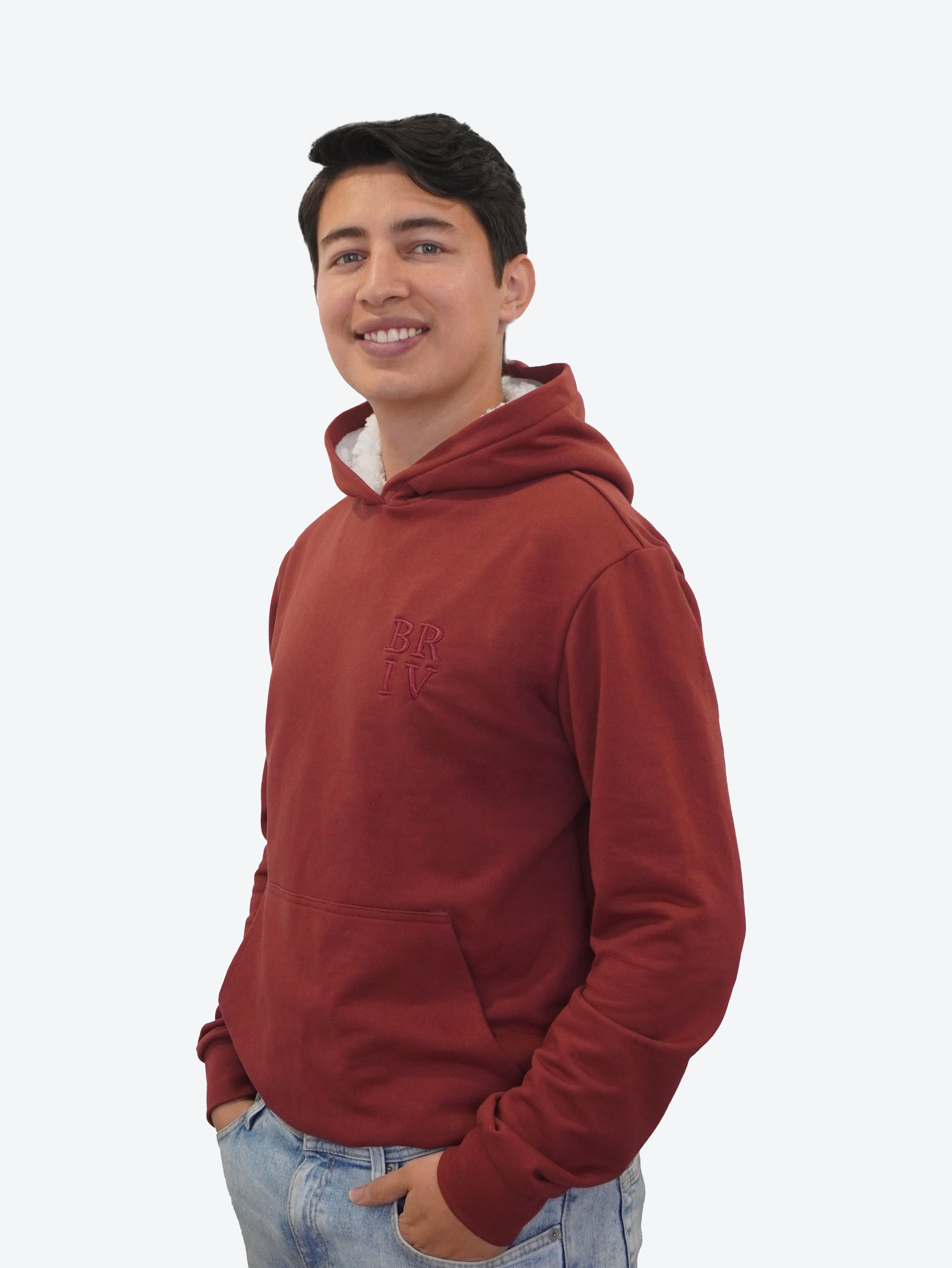 Ultra Soft Terracotta Sherpa Fleece Lined Hoodie Men