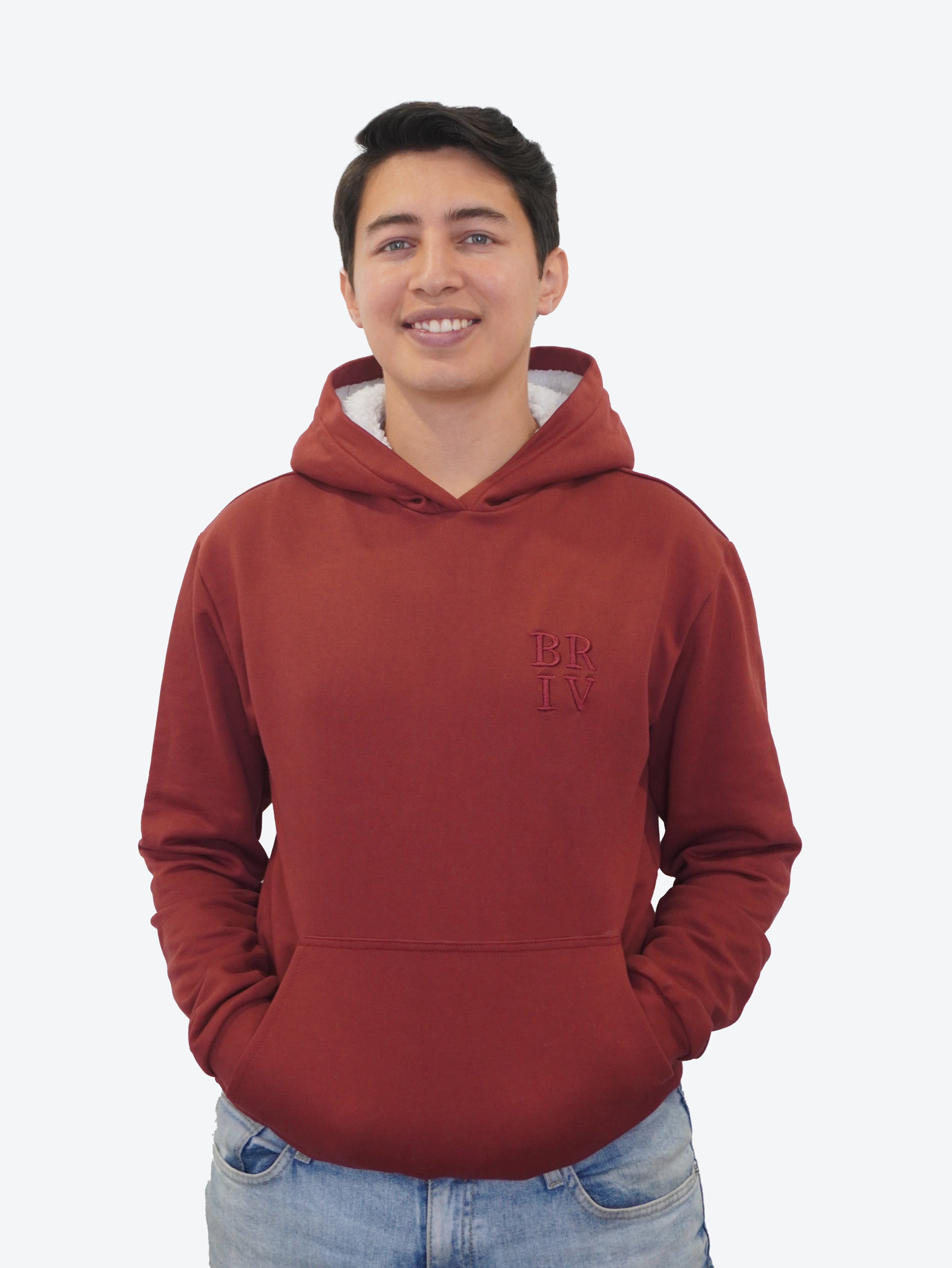 Ultra Soft Terracotta Sherpa Fleece Lined Hoodie Men